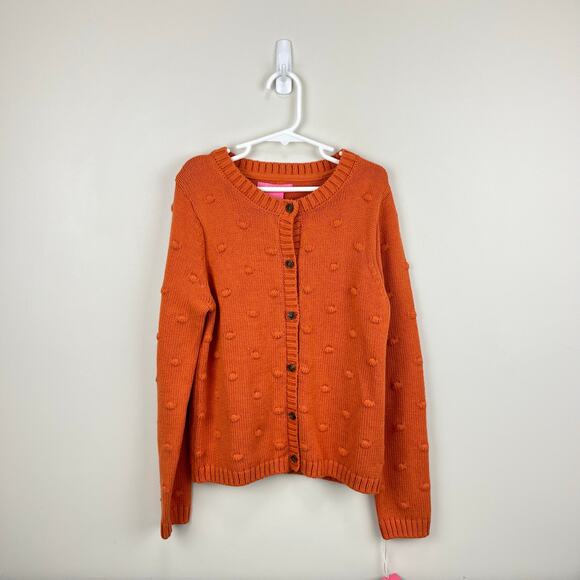Isaac Mizrahi Girls Rust Orange Cardigan Sweater Large 10-12 NWT - Picture 1 of 4